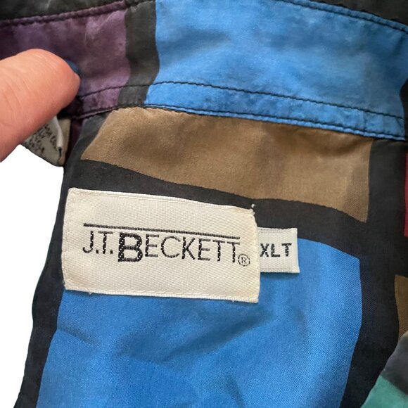 Vintage J.T. Beckett Multicolor Plaid Mens Shirt XLT - Picture 2 of 7